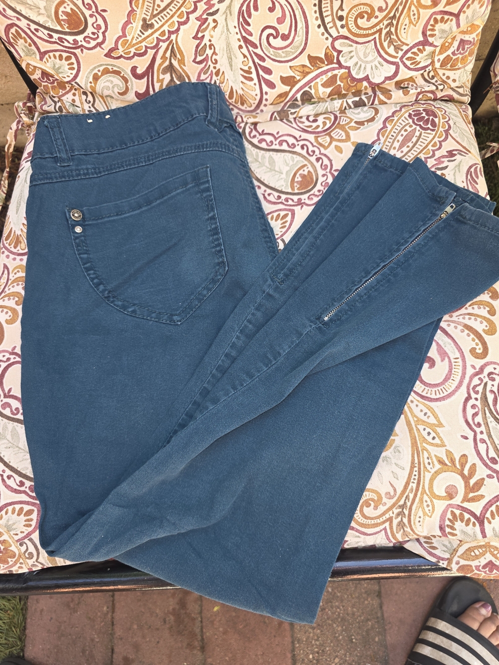 Rewind Teal Stretch Jeggings with Side Zipper